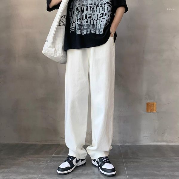 

men's jeans wide leg fashion casual baggy black/blue/white men streetwear loose hip-hop straight denim trousers mens -3xl