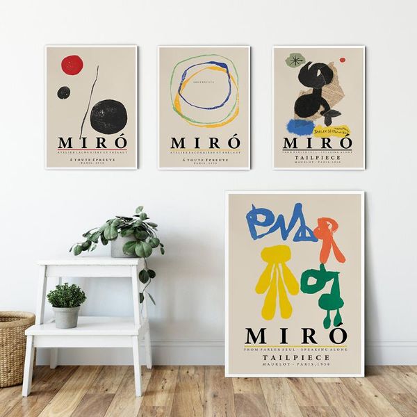 

paintings joan miro retro artwork exhibition posters and prints gallery wall art picture museum canvas painting for living room home decor