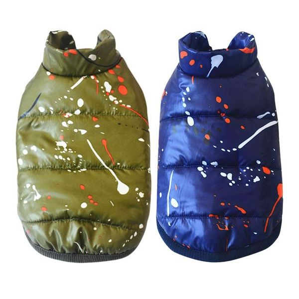 

dog apparel waterproof coat clothes for dogs winter cold warm ski suit jackets pet splash ink printed design s-xxl