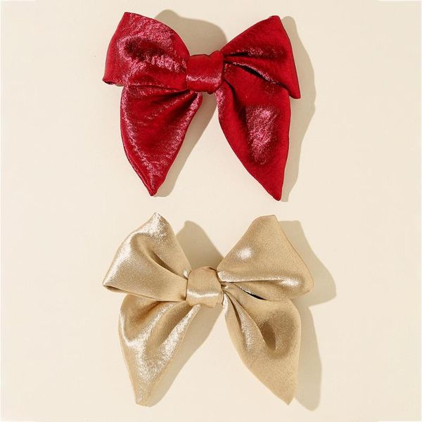 

hair accessories 2 pcs/lot cute bow clips for girls set solid bows with kids headwear boutique, Slivery;white
