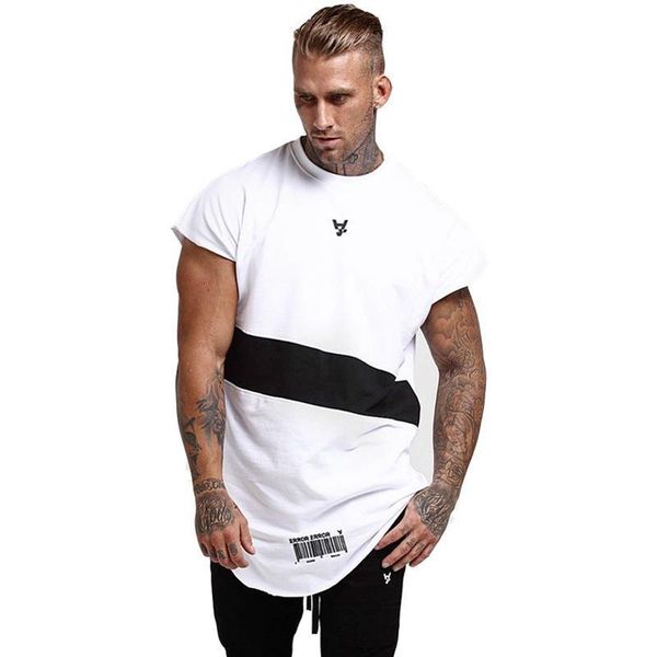 

men's t-shirts short sleeve tshirt fashion hip hop gyms singlet cotton bodybuilding fitness round neck y46m, White;black