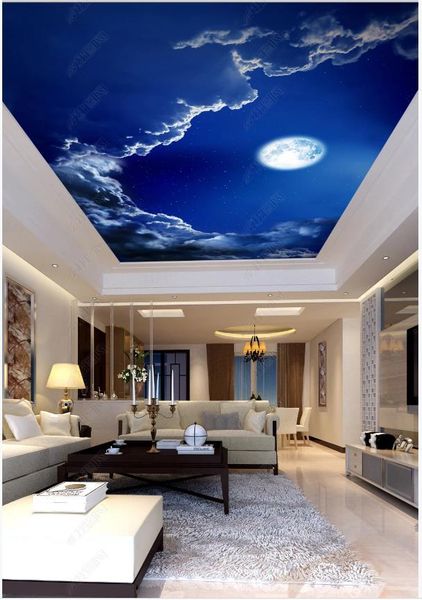 

wallpapers custom ceiling wallpaper 3d zenith murals painting style romantic night blank cloud moon mural wall papers