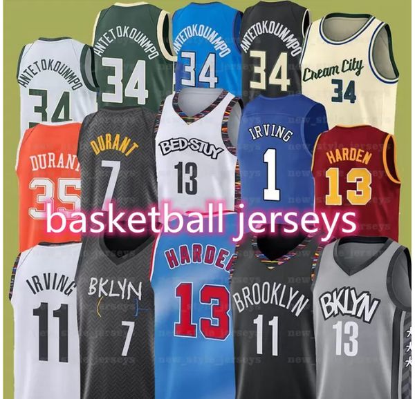 

7 kevin 11 kyrie 34 giannis irving basketball jerseys antetokounmpo durant 13 harden ncaa men z15, Black;red