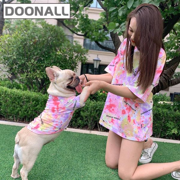 

fashion dog clothes summer tie dye shirt [dog with me] pet costumes soft premium clothing for small/medium dogs and the host set apparel