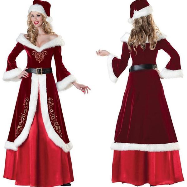 

casual dresses christmas 3pcs red santa claus party queen fancy costume dress ball gown, Black;gray