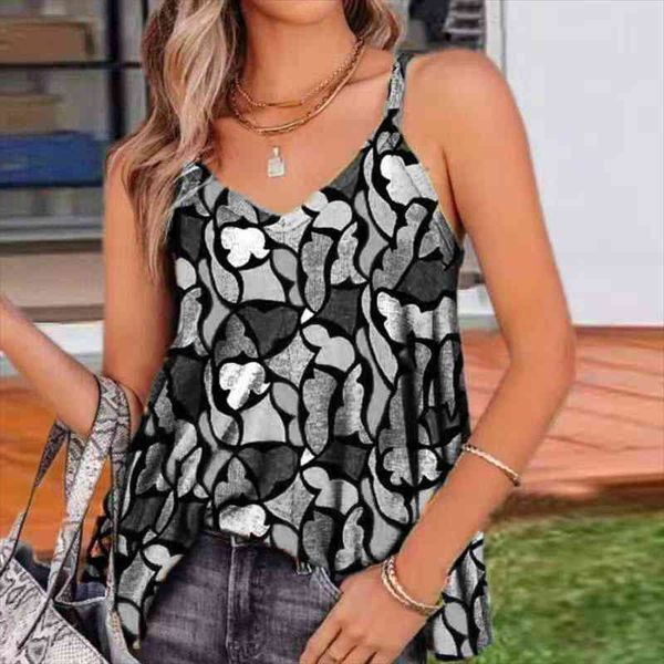 

women t-shirt fashion summer flral print vest sleeveless t shirts casual beach tanks plus size 5xl, White