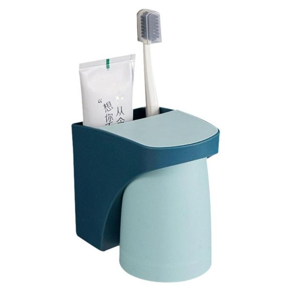 

hooks & rails 2-in-1 magnetic toothbrush holder wall mounted cup toothpaste drain drill-space saving organiz