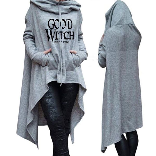 

women's hoodies & sweatshirts letter print for women letters long irregular kawaii femmes casual printing clothings street #t1g, Black