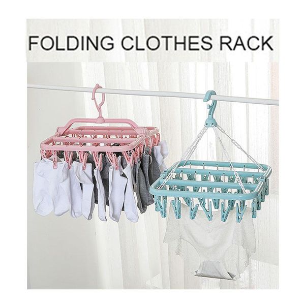 

hangers & racks 32 clip plastic folding space saving indoor socks drying rack hanger clothes container multifunctional