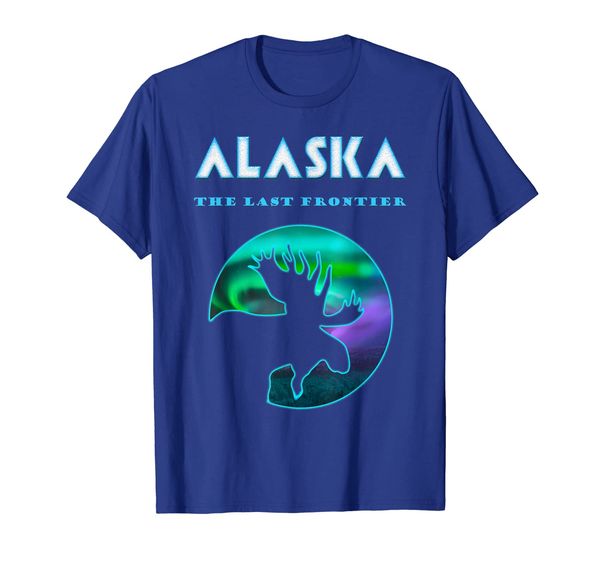 

alaska northern lights t-shirt alaskan moose with aurora, White;black