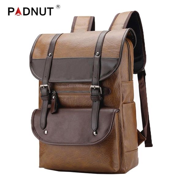 

backpack men's vintage leather men bag lapbagpack 15.6 inch notebook backpacks for school bags casual travel mochila