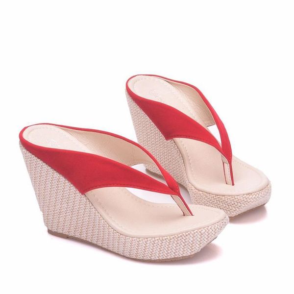 

slippers women's fashion platform wedge sandals high heel flip flops ladies, Black