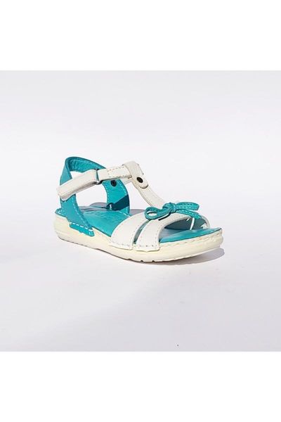 

sandals girl kids turquoise white leather comfort p2075, Black