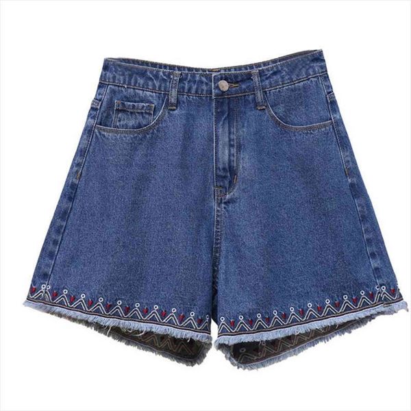 

plus size xl 5xl summer women short denim high waist elasticity embroidered jeans female casual wide leg g394, White;black