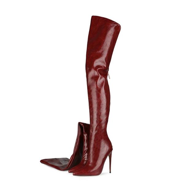 

women stiletto high heel pointed toe thigh over the knee boots, Black