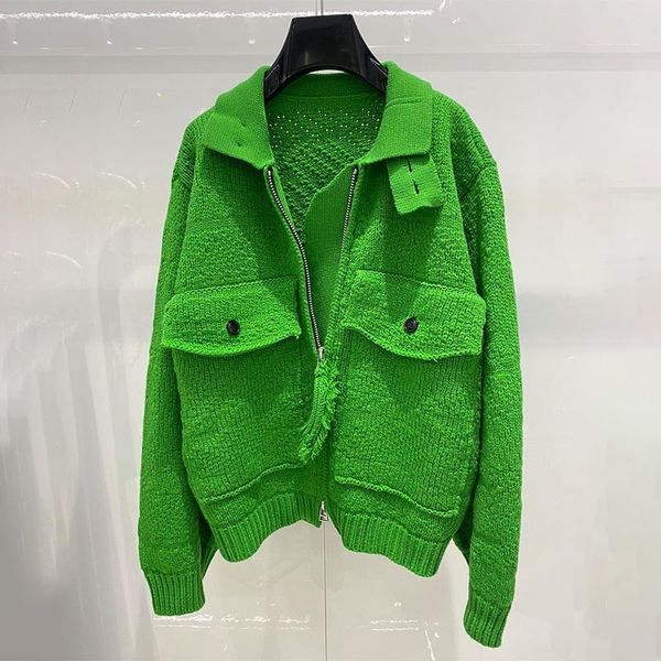 

women's knits & tees 2021 brand designer autumn winter women knitted cardigan coats casual loose pocket female full sleeve sweater ladi, White