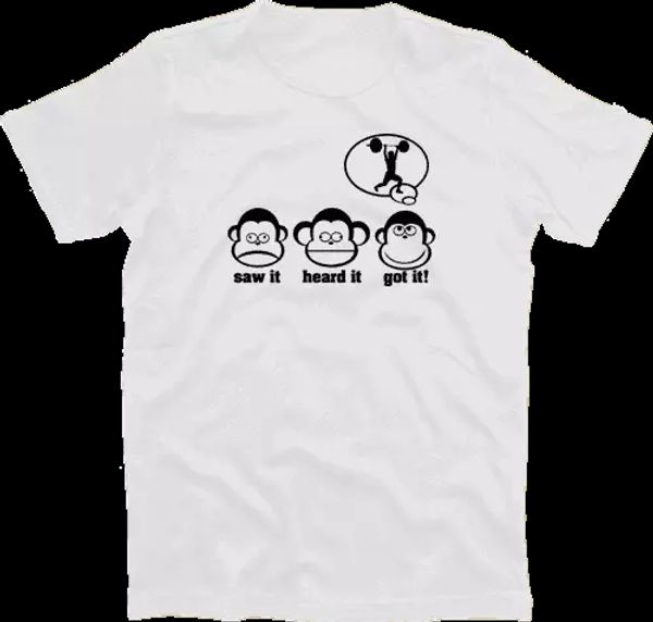 

dreiaffen (trois singes) scie it heard got gewichte poids kraft sport s-xxxl, White;black