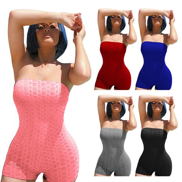 

women jumpsuits sleeveless solid color rompers summer yoga bodycon shorts s-2xl clothes casual clothing 4545, Black;white