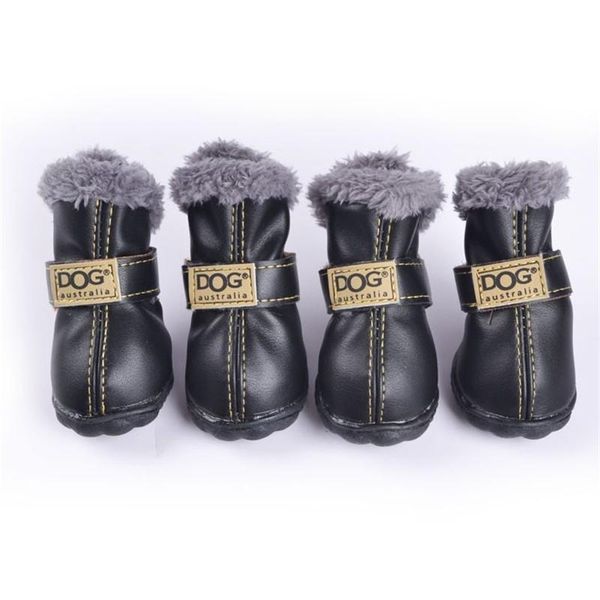 

dog apparel 4 pcs/set fashion dogs winter snow boots leather shoes for chihuahua waterproof anti slip pet small