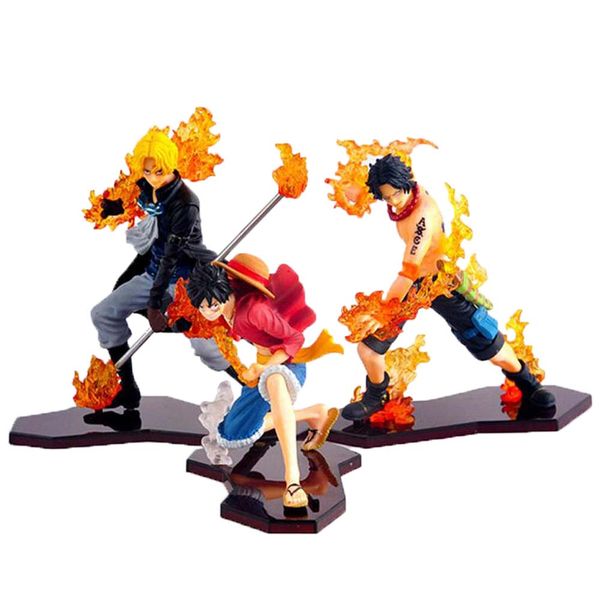 

14cm 3pcs/set Anime OP Monkey D Luffy Sabo Ace Three brothers set PVC Action Figure Collection Model Toy Kids Gift