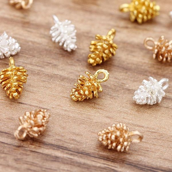 

charms 20pcs/lot 12*7mm alloy pinecone pendants diy earrings necklace making jewelry accessories for bracelets silver color, Bronze;silver
