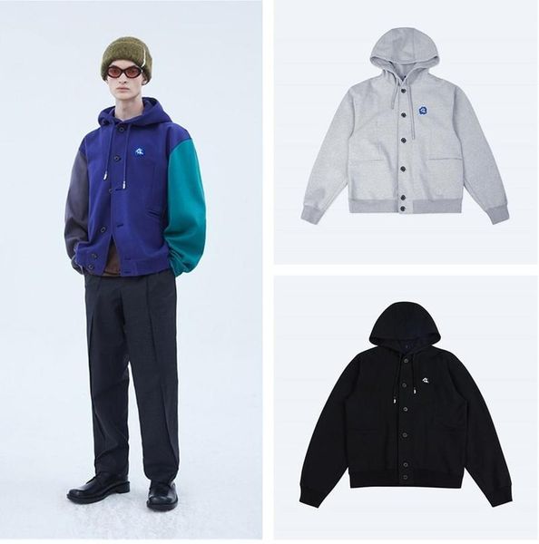 

men's hoodies & sweatshirts button cardigan ader error hoodie men 1:1 patchwork embroidery logo adererror women pullovers, Black