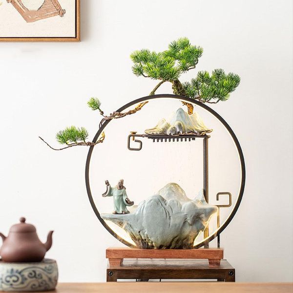 

fragrance lamps backflow incense burner with led light sticks holder creative chinese ceramic fountain decoration decor