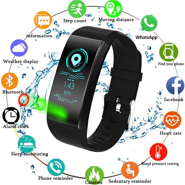 

wristwatches 2021 brand fitness bracelet smart pedometer wristband heart rate monitor waterproof ip68 sport intelligent android&ios, Slivery;brown
