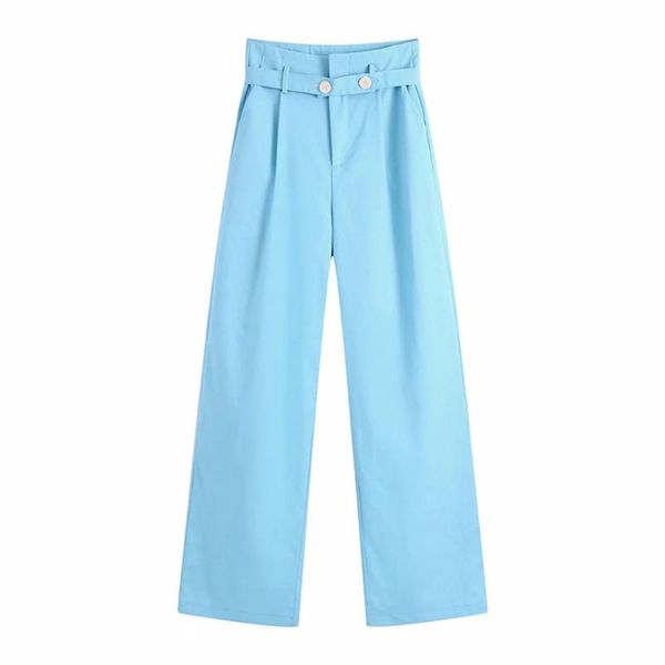 

women's pants & capris za 2021 summer clothing european and american style casual fashion loose belt wide leg trousers, Black;white