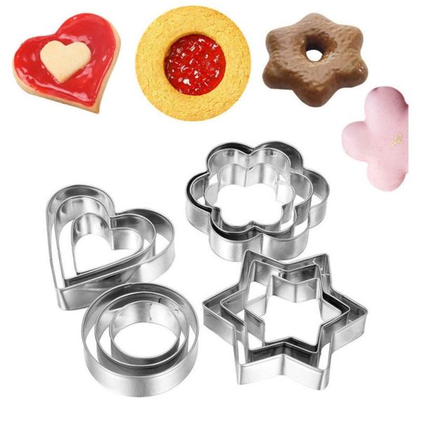 

baking moulds 12pcs/set stainless steel cookie cutters mold diy christmas fondant pastry cake decorating tools mould kitchen accessory