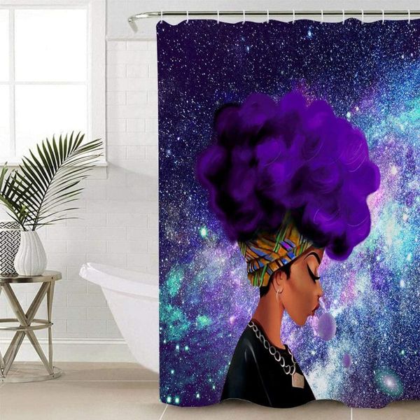 

shower curtains afro african women black decorative bath curtain modern bathroom accessories cloth purple galaxy space
