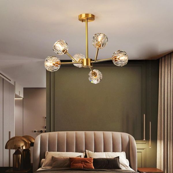 

chandeliers nordic luxury all copper crystal modern simple home decor chandelier for dining room kitchen fixtures art lighting