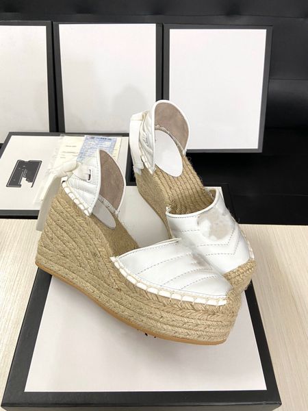 

2021 high-heeled sandals thick bottom light twine cross strap fisherman shoes wild wedge comfortable canvas mkj002, Black