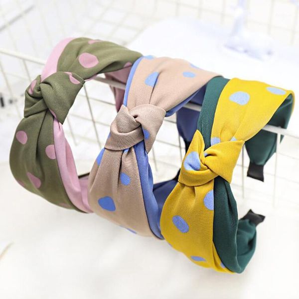 

fashion women hairband wide side headwear point hair band soft center knot turban hoop girls1