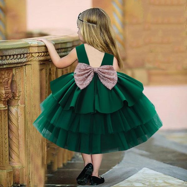 

girl's dresses big bow born baby girls 1st year birthday party dress elegant flower bowknot princess infant baptism clothes, Red;yellow