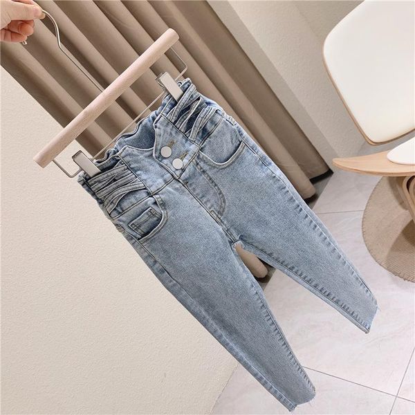 

jeans 2021 autumn arrival girls fashion denim pants kids korean design trousers, Blue