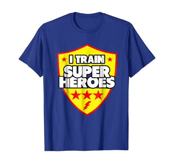 

i train superheroes - funny teacher gift t-shirt, White;black