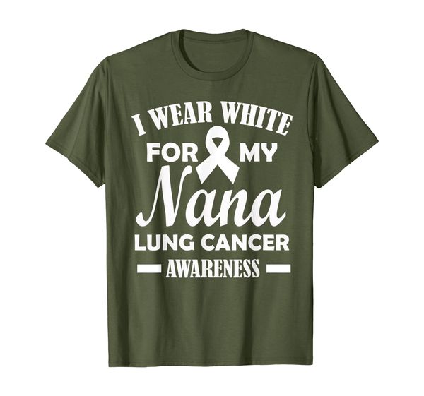 

i wear white for my nana lung cancer awareness t-shirt, White;black