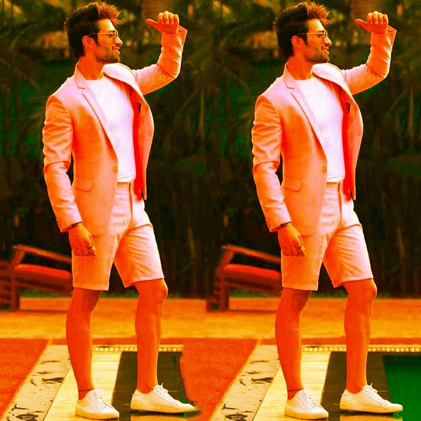 

2019 new elegant pink wedding men suit with short pants fashion business terno masculino, Black