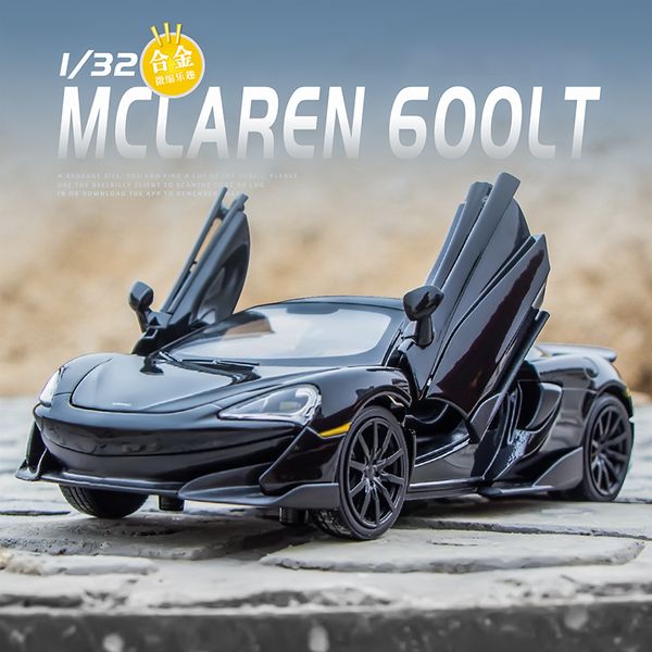 

132 Die Cast McLaren 600LT Sports Car Model Toy Alloy Simulation Sound Light Pull Back Supercar Toys Vehicle For Gift