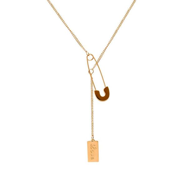 

pendant necklaces stainless steel paperclip tag necklace for women love metal clavicle chain gold/sliver/rose gold color, Silver
