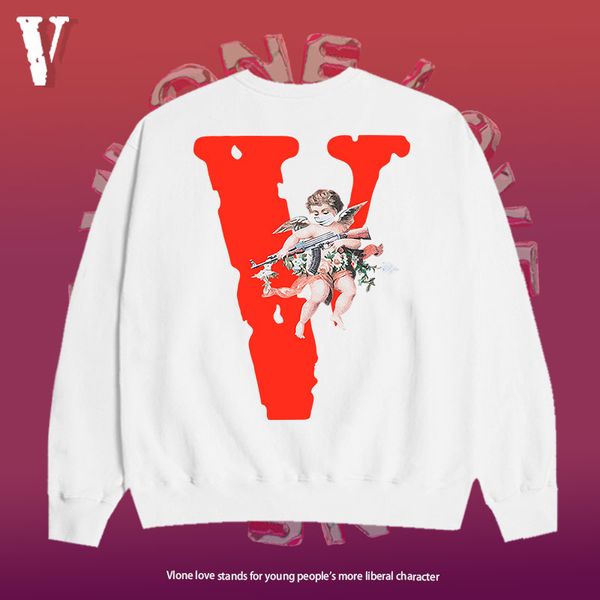 

long 2021 brand v hoodie love official website cupid sweater men's round neck fashion brand spring and autumn couple red big top, Black