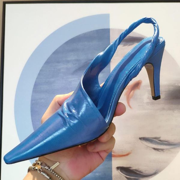 

summer blue twisted high heel sandals leather pointed toe women's dress shoes fashion kitten party, Black