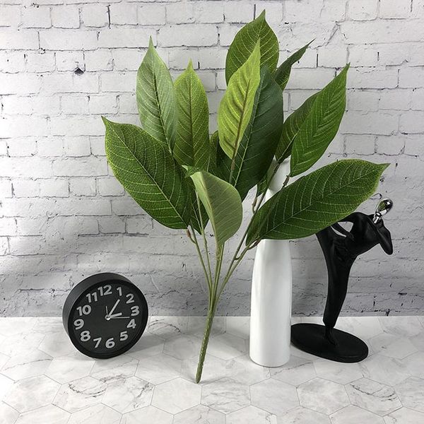 

50cm 7 forks tropical leafs artificial plants fake tree branches silk magnolia leaves plant wall foliage for home office decor decorative fl