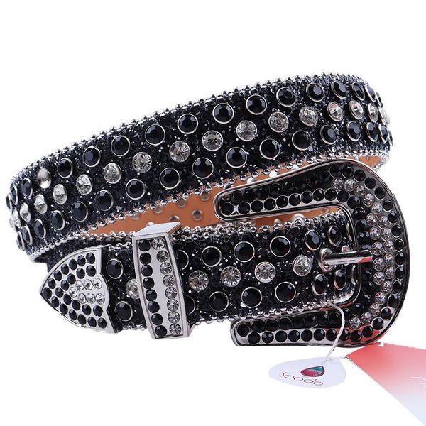 

belts leather belt luxury strap buckle men diamond fashion jeans rhinestone studded for women designer brand waist, Black;brown