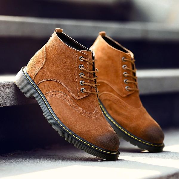 

boots valstone mens fashion genuine leather comfortable breathable non-slip rubber man shoes lace up high-casual autumn, Black