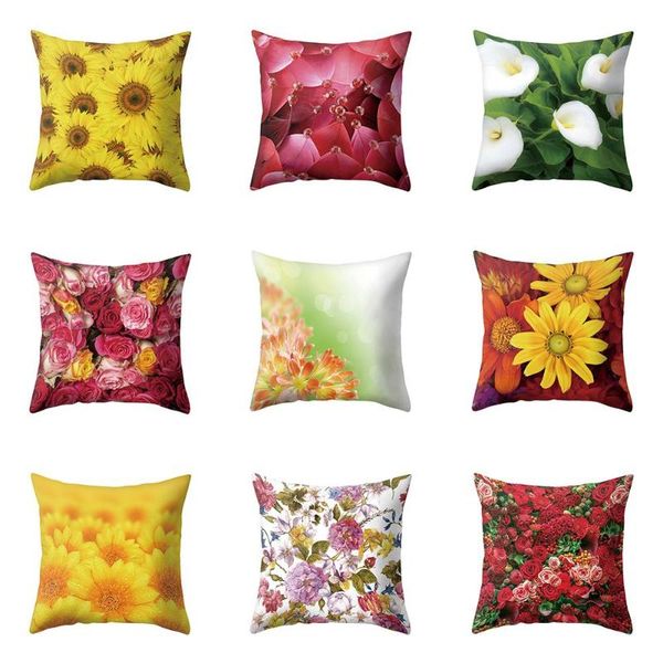 

pillow case 45x45cm tulip sunflower rose pattern throw cushion cover sofa bed car decoration