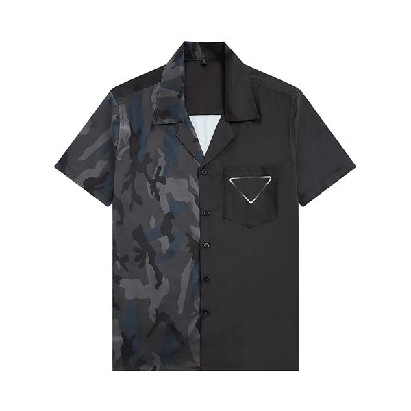 

22ss luxury designer shirts men's fashion tiger letter v silk bowling shirt casual shirts men slim fit short sleeve dress shirt -3xl12, White;black