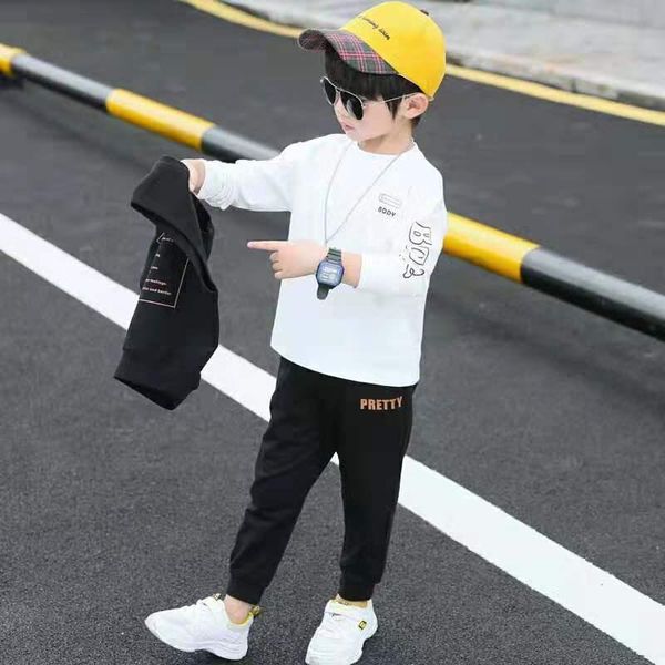 

boy girl 3 piece set + trousers vest spring middle school children suit sports fashionable clothes autumn clothing sets, White