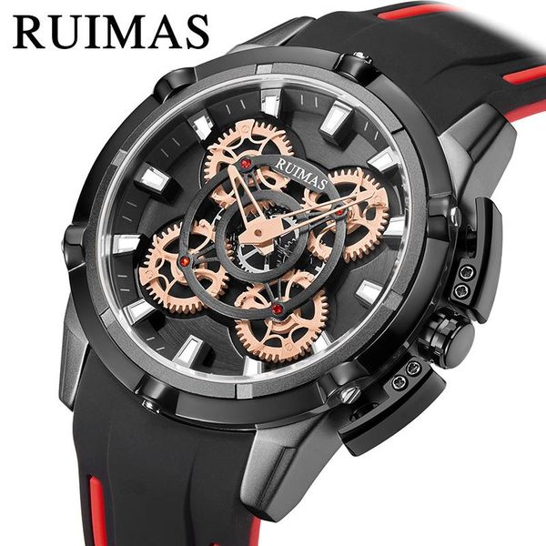 

wristwatches ruimas brand men's watches creative fashion waterproof luminous personality sports silicone strap quartz watch, Slivery;brown